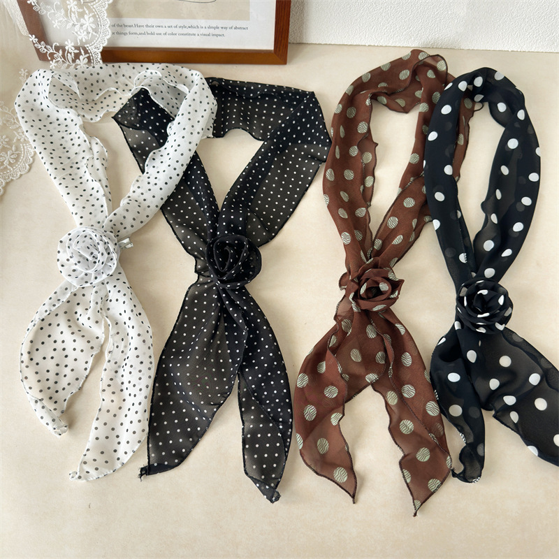 Travel Accessories For Young Women - Polka Dot Fabric Hair Tie With