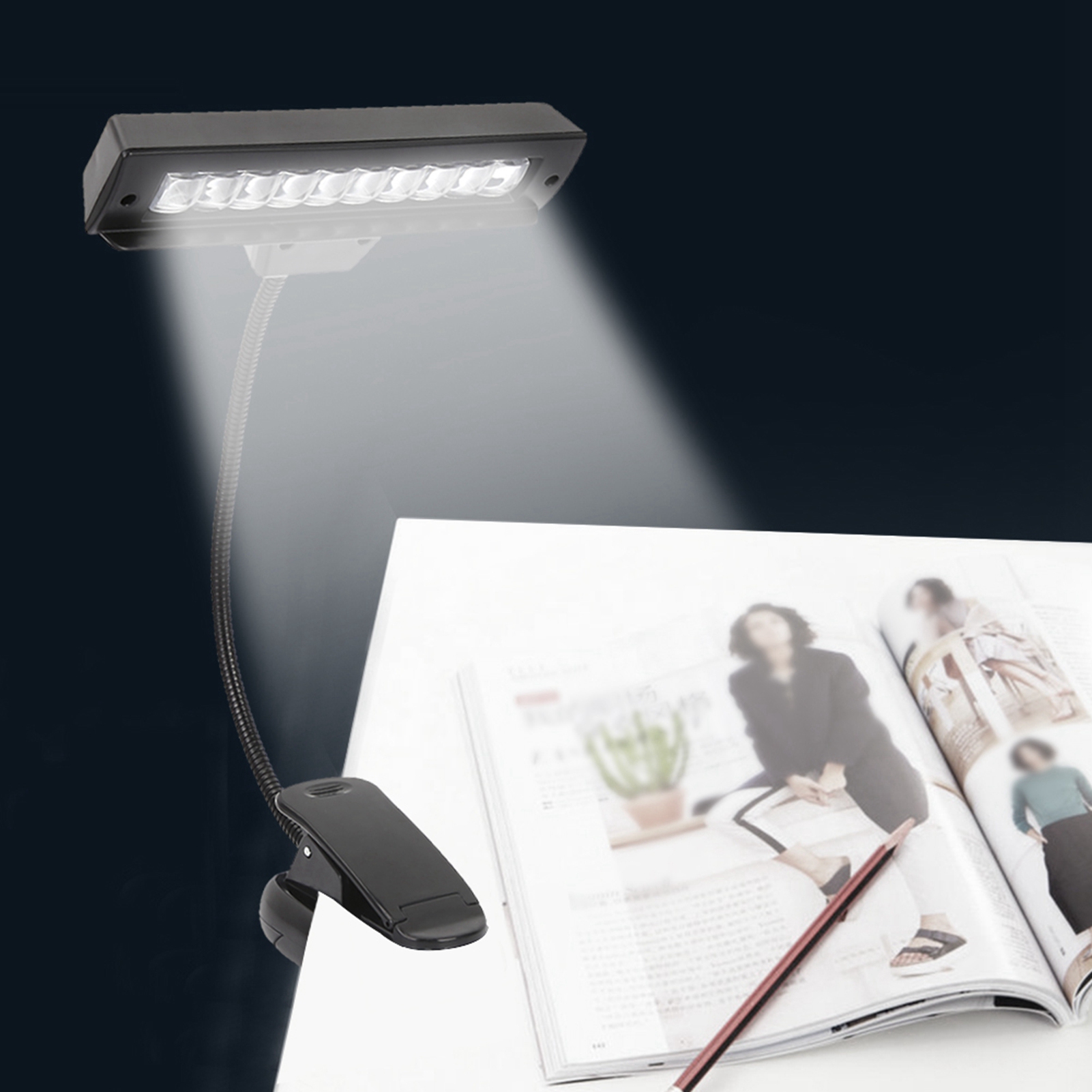 Book Light Flexible - Music Stand Clip‑on Lamp Portable Orchestra