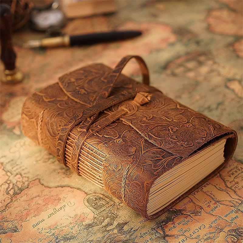 Travel Journal Accessories - Handmade Leather Notebook Brown Journal Thick