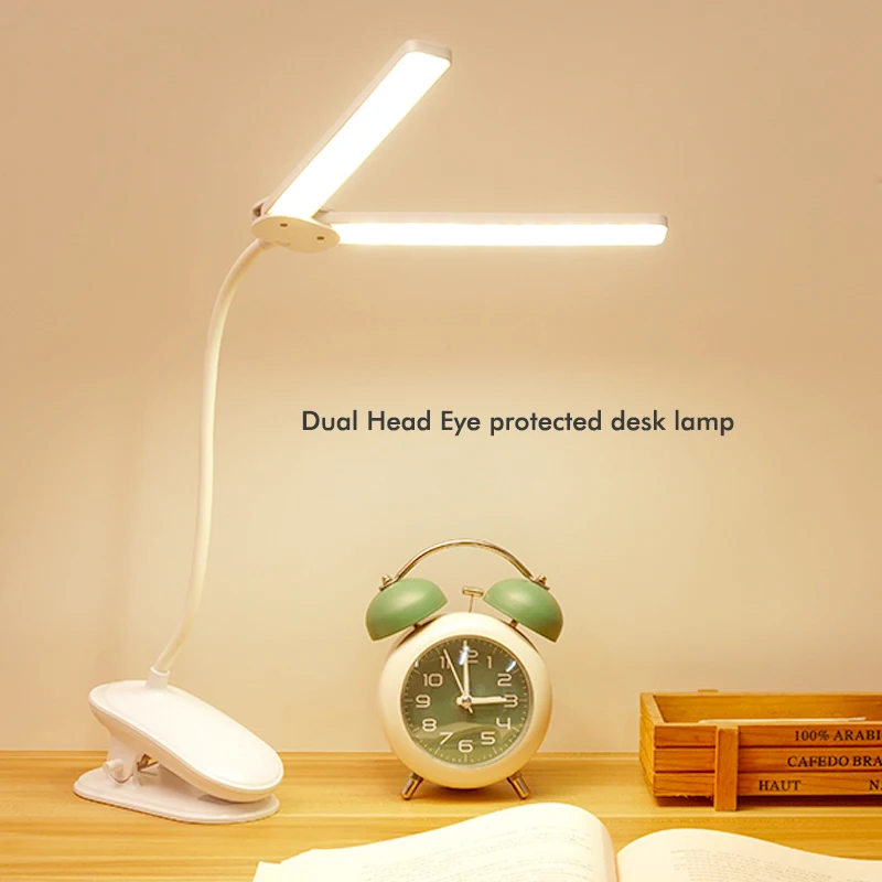 Book Light Flexible - Led Clamp Double Head Desk Lamp
