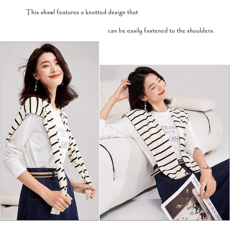 Knitted Striped Shawl Wrap Hig - Travel Accessories Neck review and price