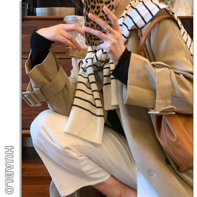 Knitted Striped Shawl Wrap Hig - Travel Accessories Neck review and price