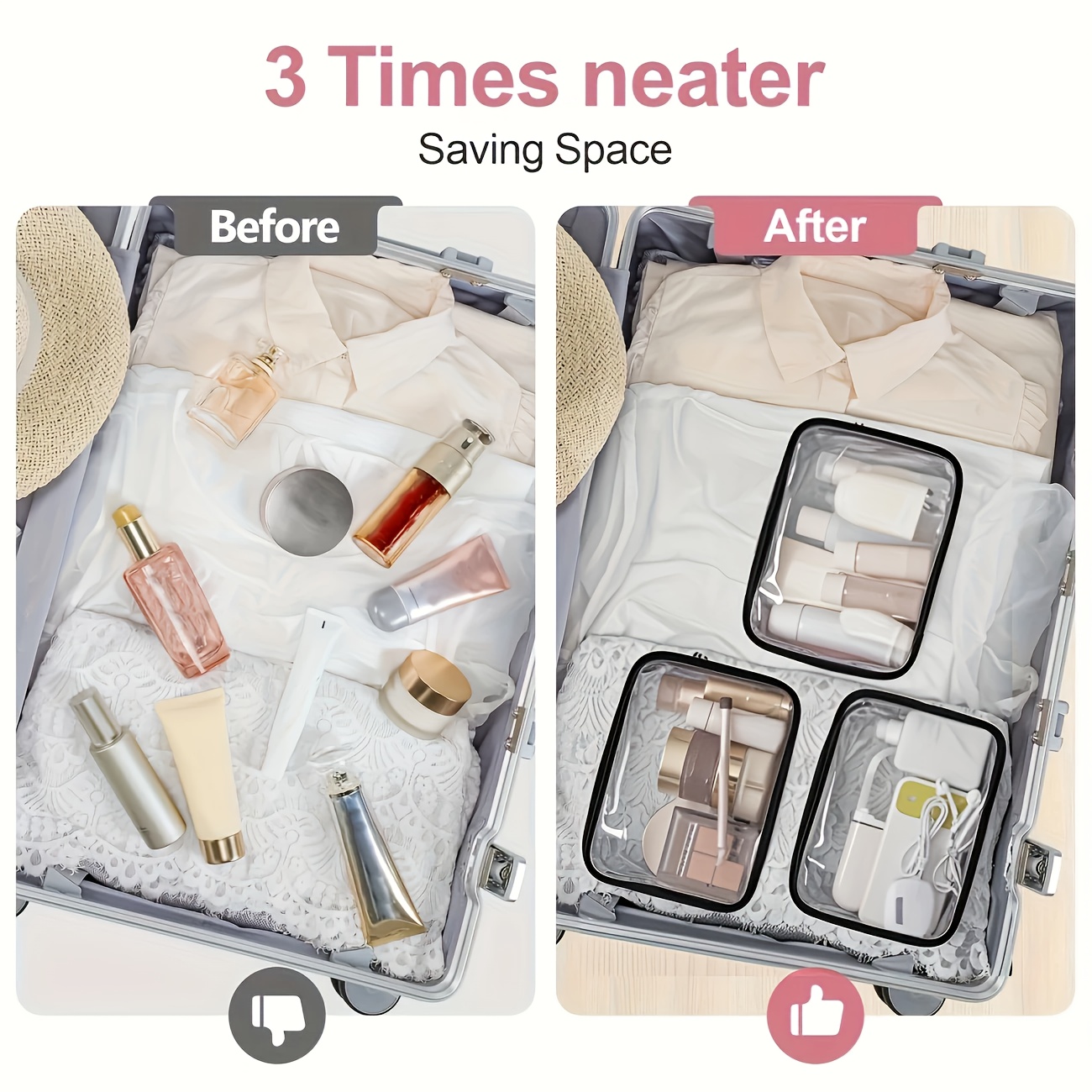 1pc Clear Makeup Bag Transpare - Toiletry Bag Tsa review and price