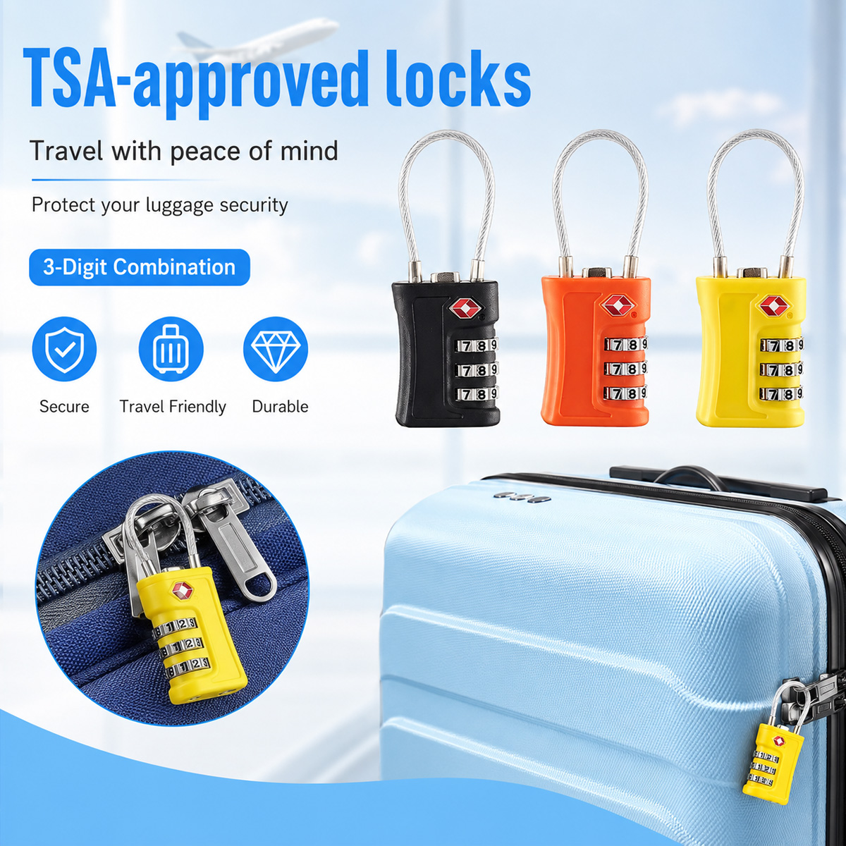 TSA Approved Luggage Lock 3 Di - Travel Accessories Electronics review and price
