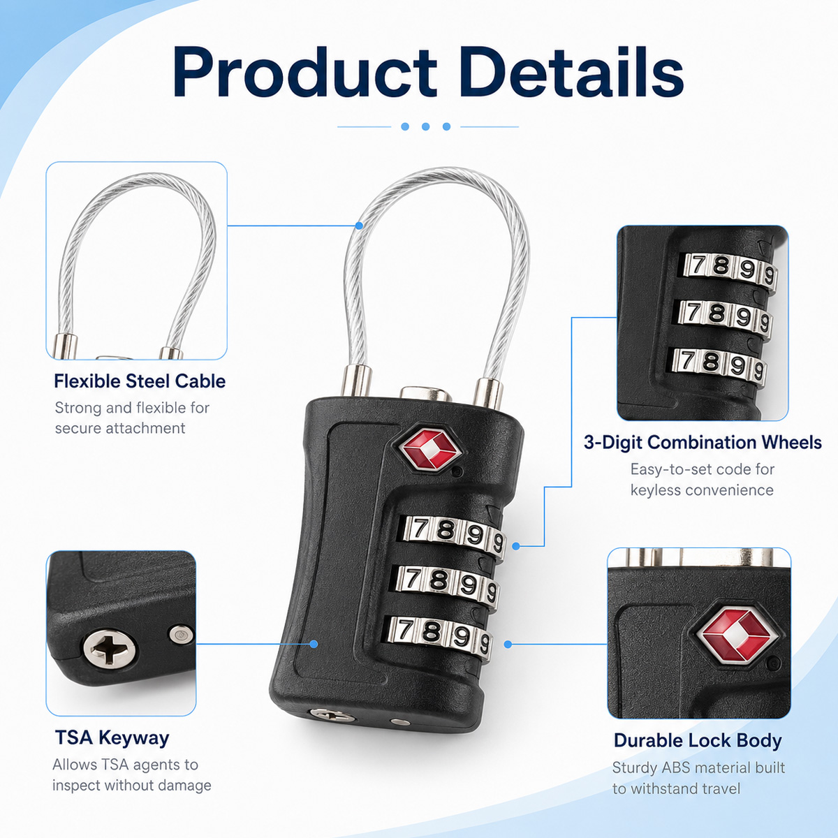 TSA Approved Luggage Lock 3 Di - Travel Accessories Electronics review and price