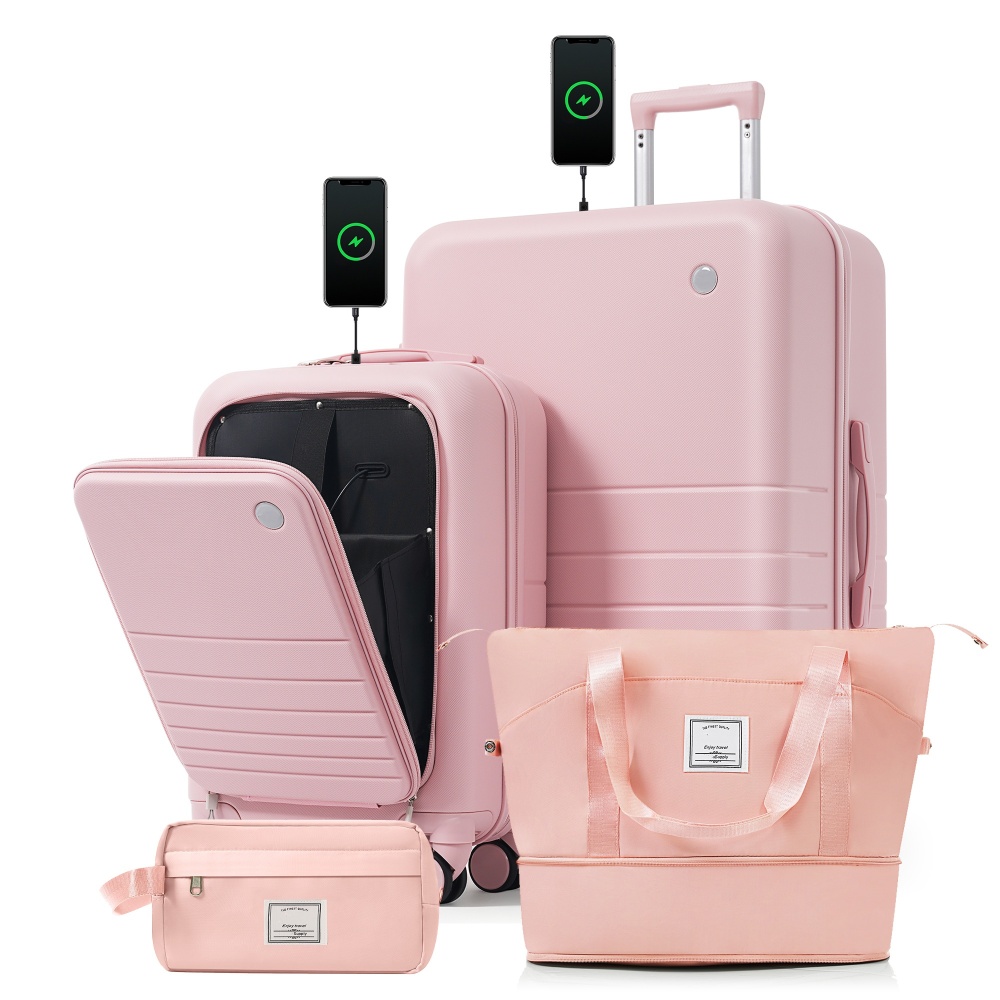 4-Piece Luggage Set with USB C - Toiletry Bag Tsa review and price
