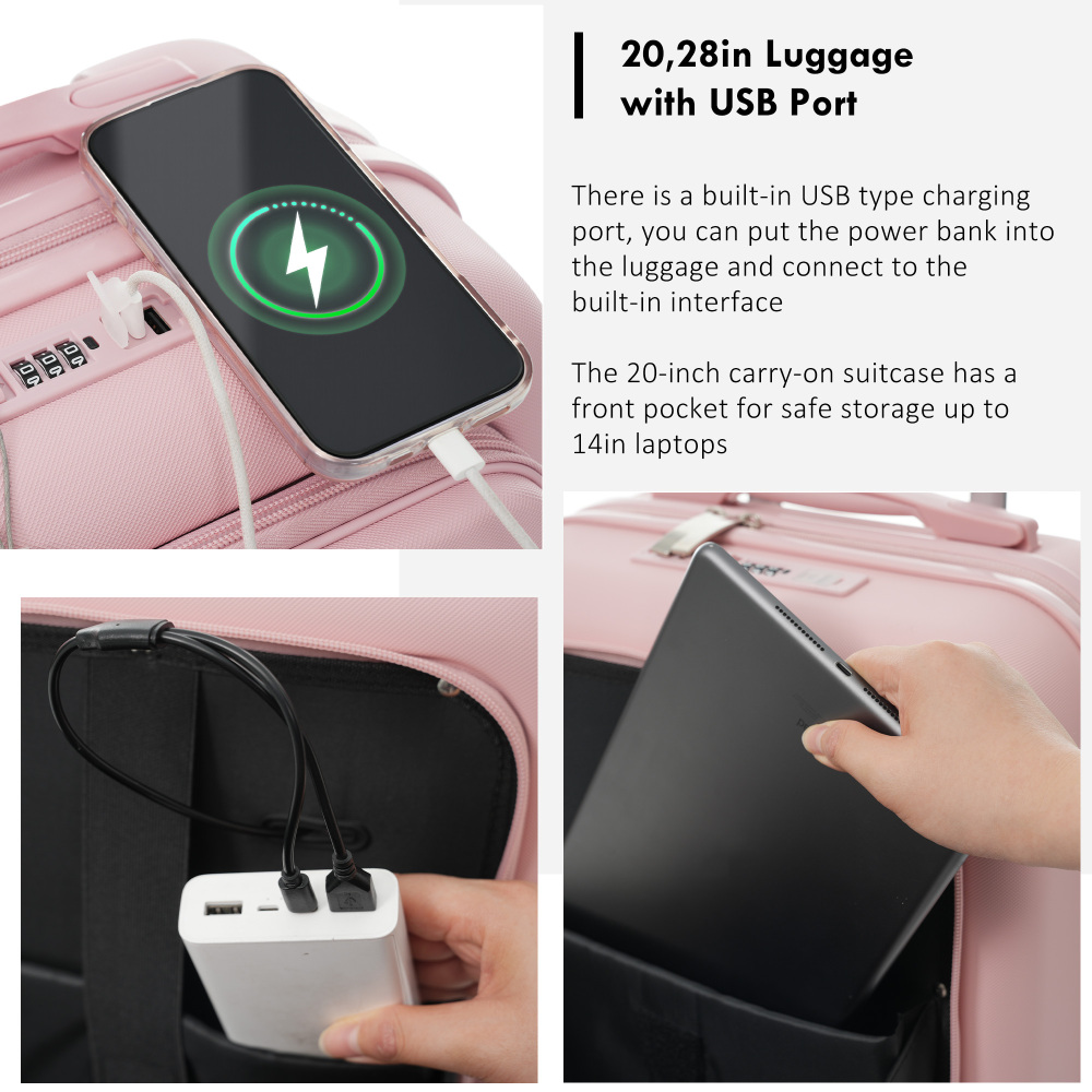 4-Piece Luggage Set with USB C - Toiletry Bag Tsa review and price