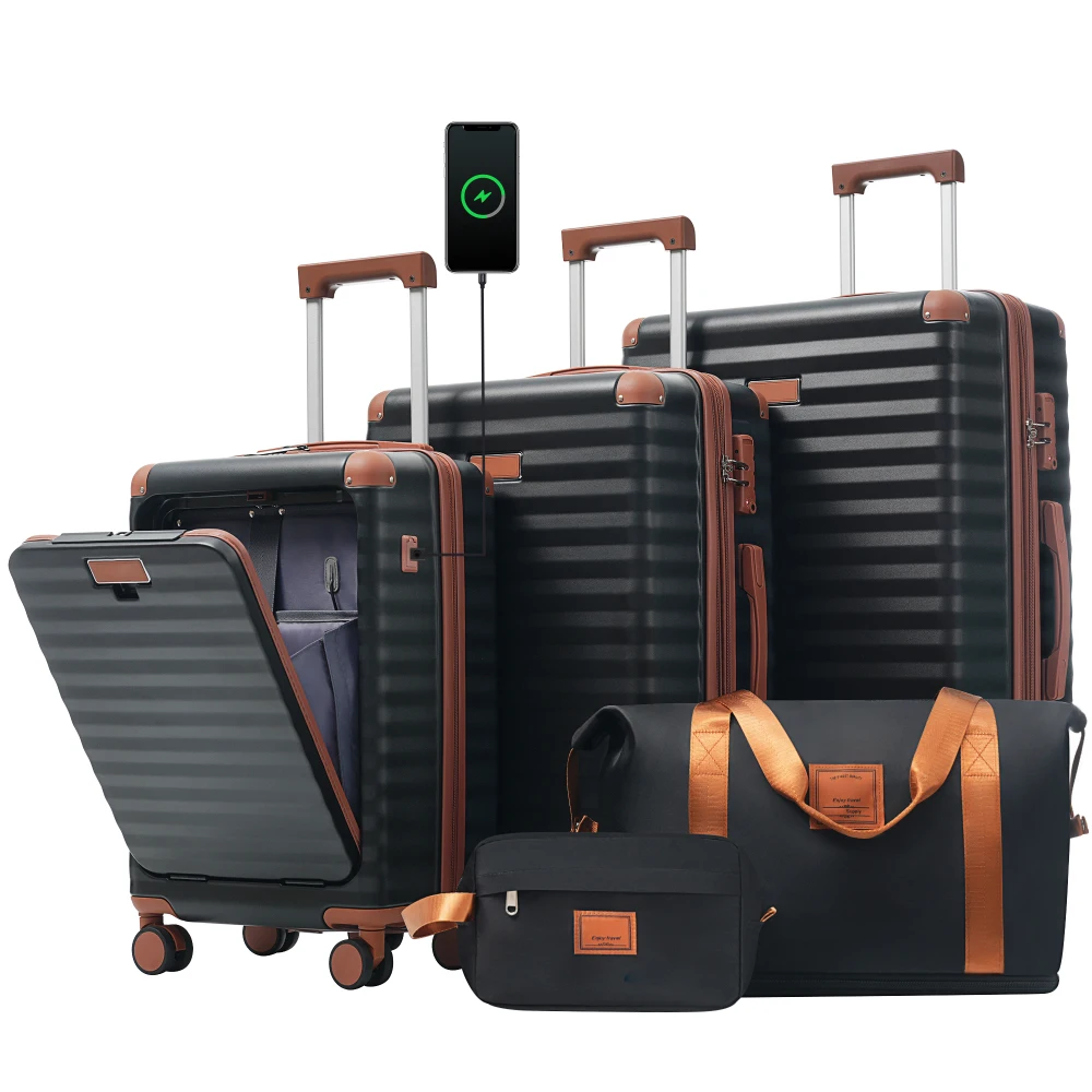 Luggage Sets 5 Piece with Fron - Toiletry Bag Tsa review and price
