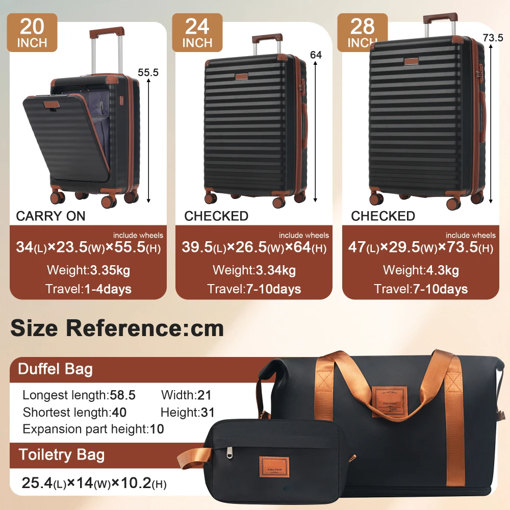 Luggage Sets 5 Piece with Fron - Toiletry Bag Tsa review and price