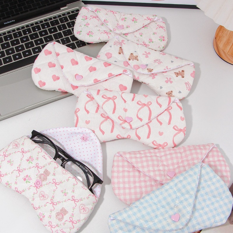 Ins Korean Plaid Fabric Heart  - Travel Accessories Pouch For Women review and price