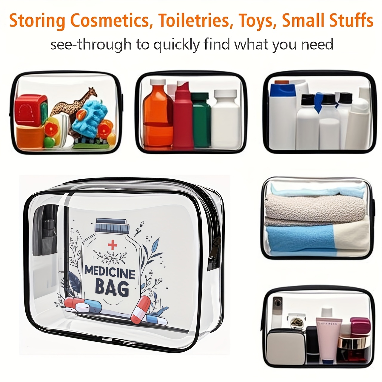 1pc Clear Makeup Bag Transpare - Toiletry Bag Tsa review and price